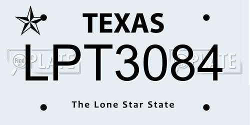 LPT3084 Texas License Plate
