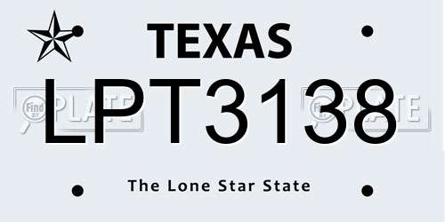 LPT3138 Texas License Plate