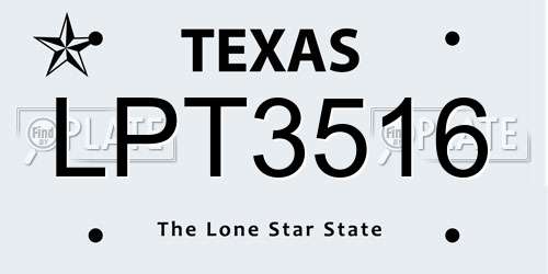 LPT3516 Texas License Plate