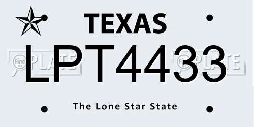 LPT4433 Texas License Plate