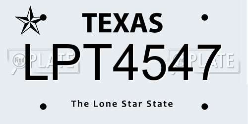 LPT4547 Texas License Plate