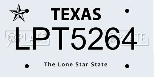 LPT5264 Texas License Plate