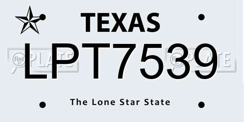 LPT7539 Texas License Plate