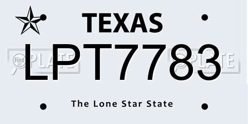 LPT7783 Texas License Plate