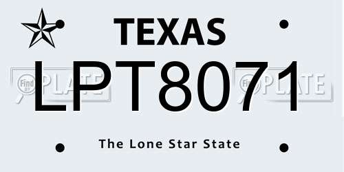 LPT8071 Texas License Plate