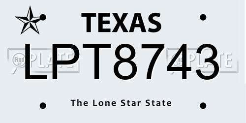 LPT8743 Texas License Plate
