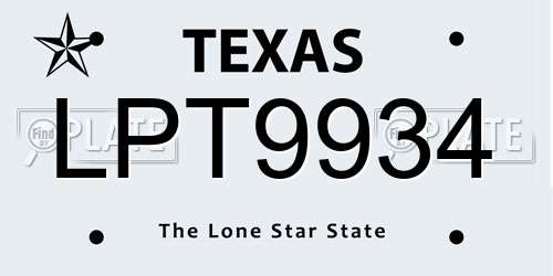 LPT9934 Texas License Plate