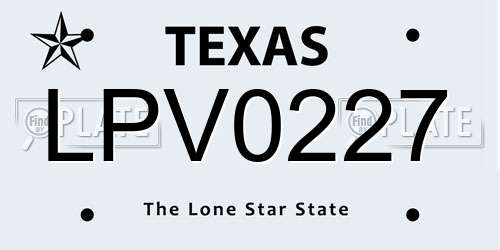 LPV0227 Texas License Plate