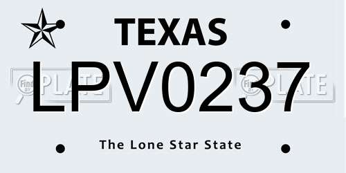 LPV0237 Texas License Plate