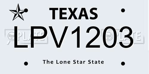 LPV1203 Texas License Plate