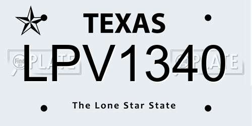 LPV1340 Texas License Plate