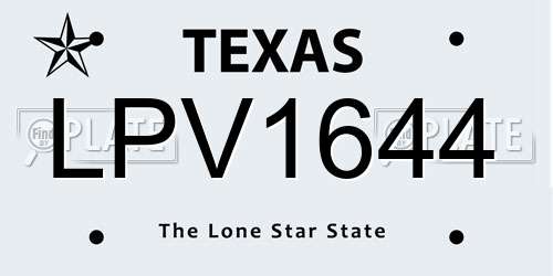 LPV1644 Texas License Plate