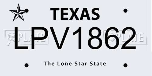 LPV1862 Texas License Plate