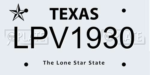 LPV1930 Texas License Plate