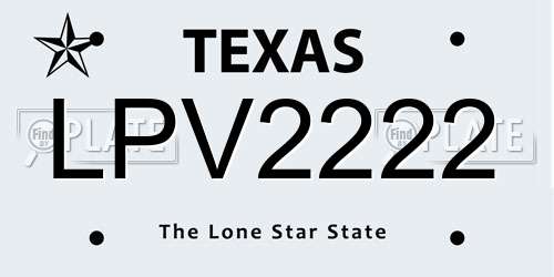 LPV2222 Texas License Plate
