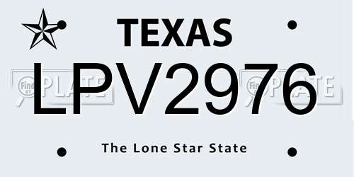 LPV2976 Texas License Plate