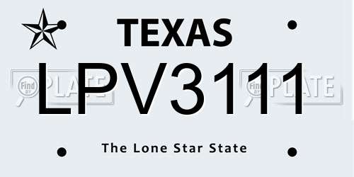 LPV3111 Texas License Plate