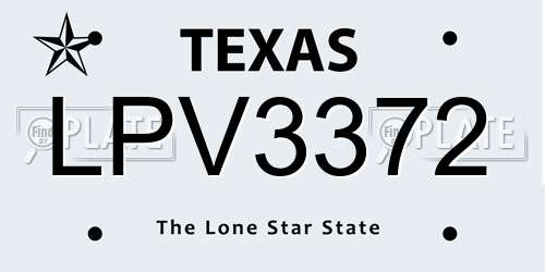 LPV3372 Texas License Plate
