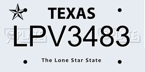 LPV3483 Texas License Plate