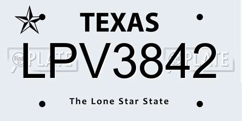 LPV3842 Texas License Plate