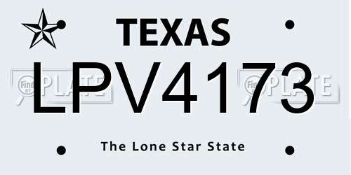LPV4173 Texas License Plate