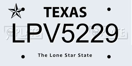 LPV5229 Texas License Plate