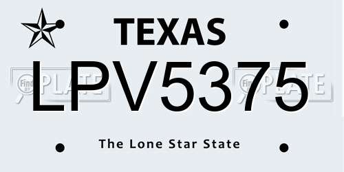 LPV5375 Texas License Plate