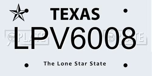 LPV6008 Texas License Plate