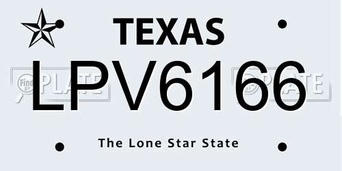 LPV6166 Texas License Plate