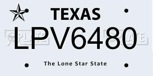 LPV6480 Texas License Plate