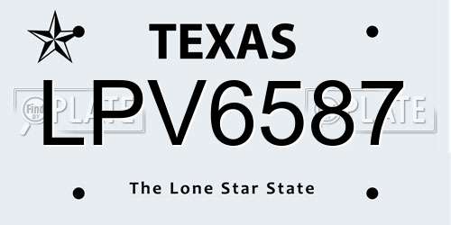 LPV6587 Texas License Plate