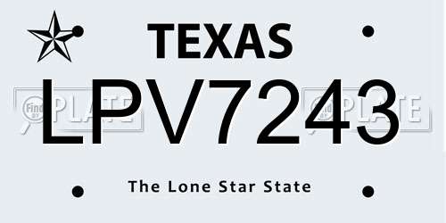 LPV7243 Texas License Plate