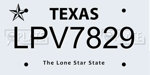 LPV7829 Texas License Plate