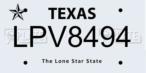 LPV8494 Texas License Plate