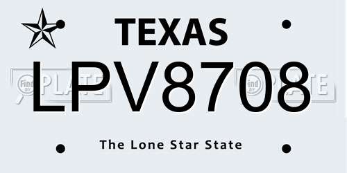 LPV8708 Texas License Plate