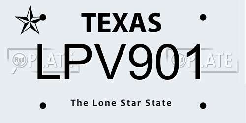 LPV901 Texas License Plate
