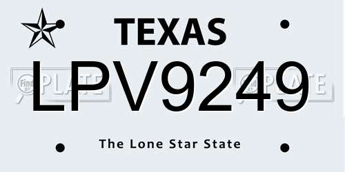 LPV9249 Texas License Plate