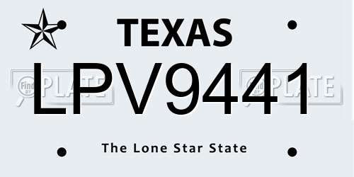 LPV9441 Texas License Plate
