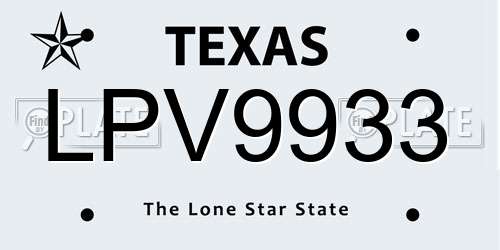 LPV9933 Texas License Plate