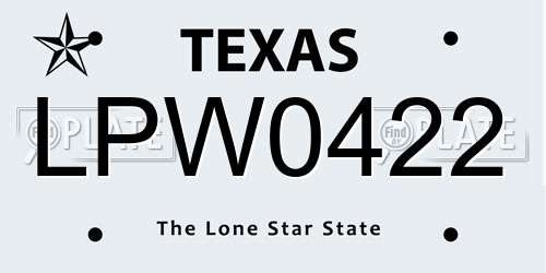 LPW0422 Texas License Plate