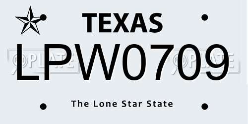 LPW0709 Texas License Plate