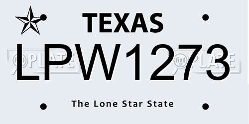 LPW1273 Texas License Plate