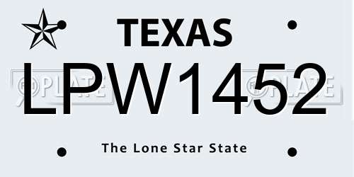 LPW1452 Texas License Plate