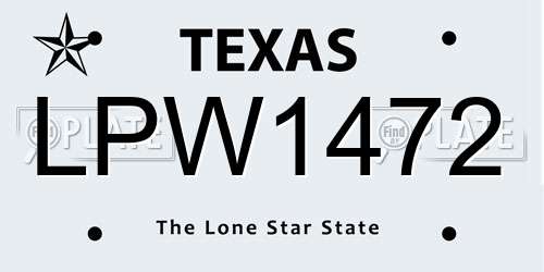 LPW1472 Texas License Plate
