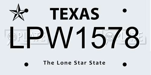 LPW1578 Texas License Plate