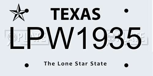 LPW1935 Texas License Plate