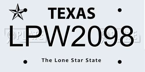 LPW2098 Texas License Plate