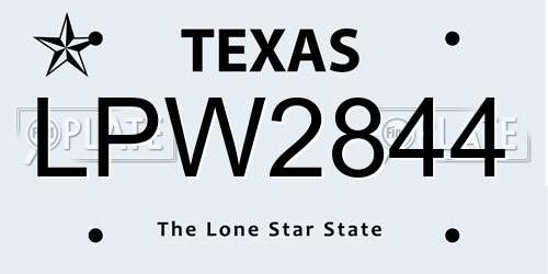 LPW2844 Texas License Plate