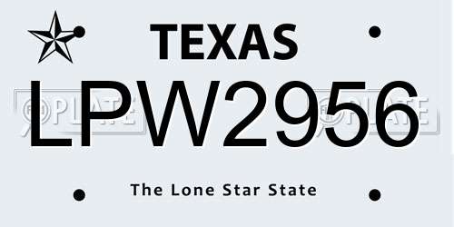 LPW2956 Texas License Plate