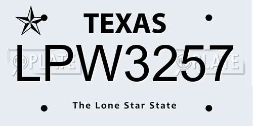 LPW3257 Texas License Plate